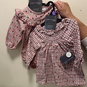 Pink Floral and Cream Plaid Kids dress and bodysuit